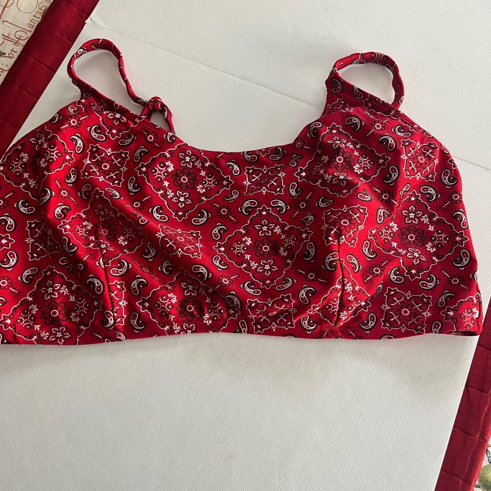 Red Bandana Print Bikini Top - Classic Swim Bralette